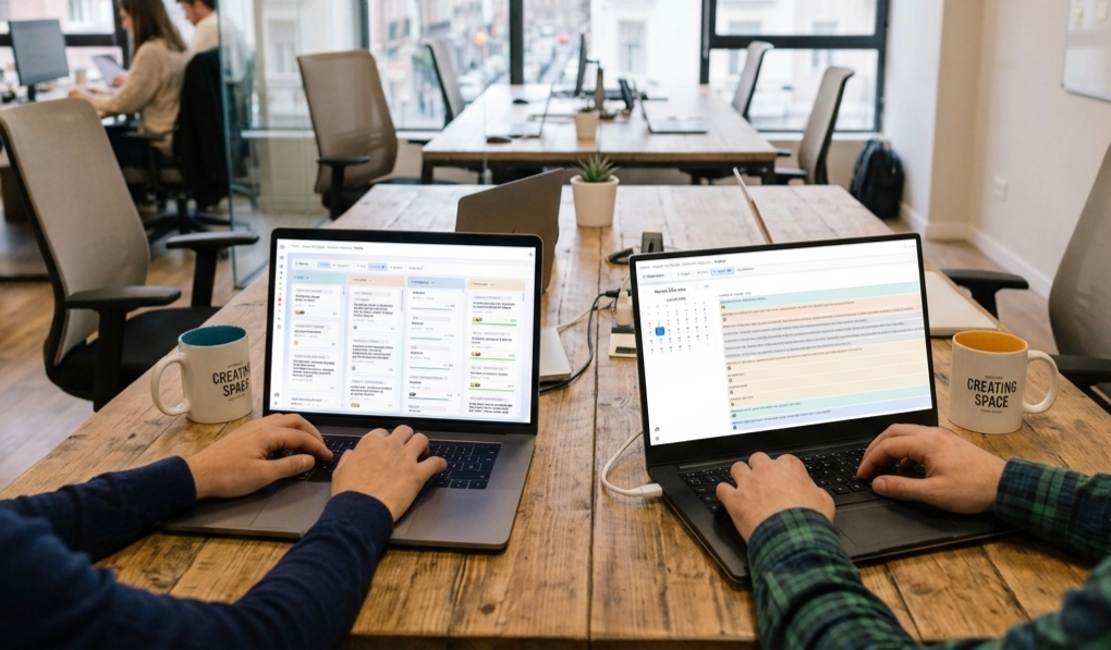 Cambio de vista de Kanban a Gantt sobre el mismo proyecto en una herramienta de gestión