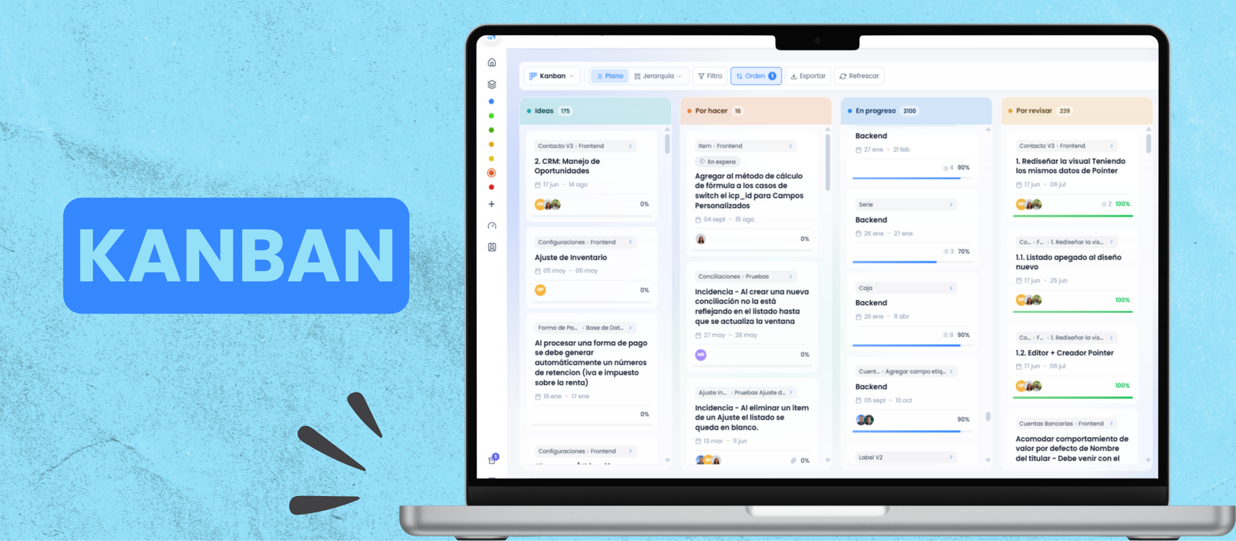 El tablero Kanban de Taskia destacado.