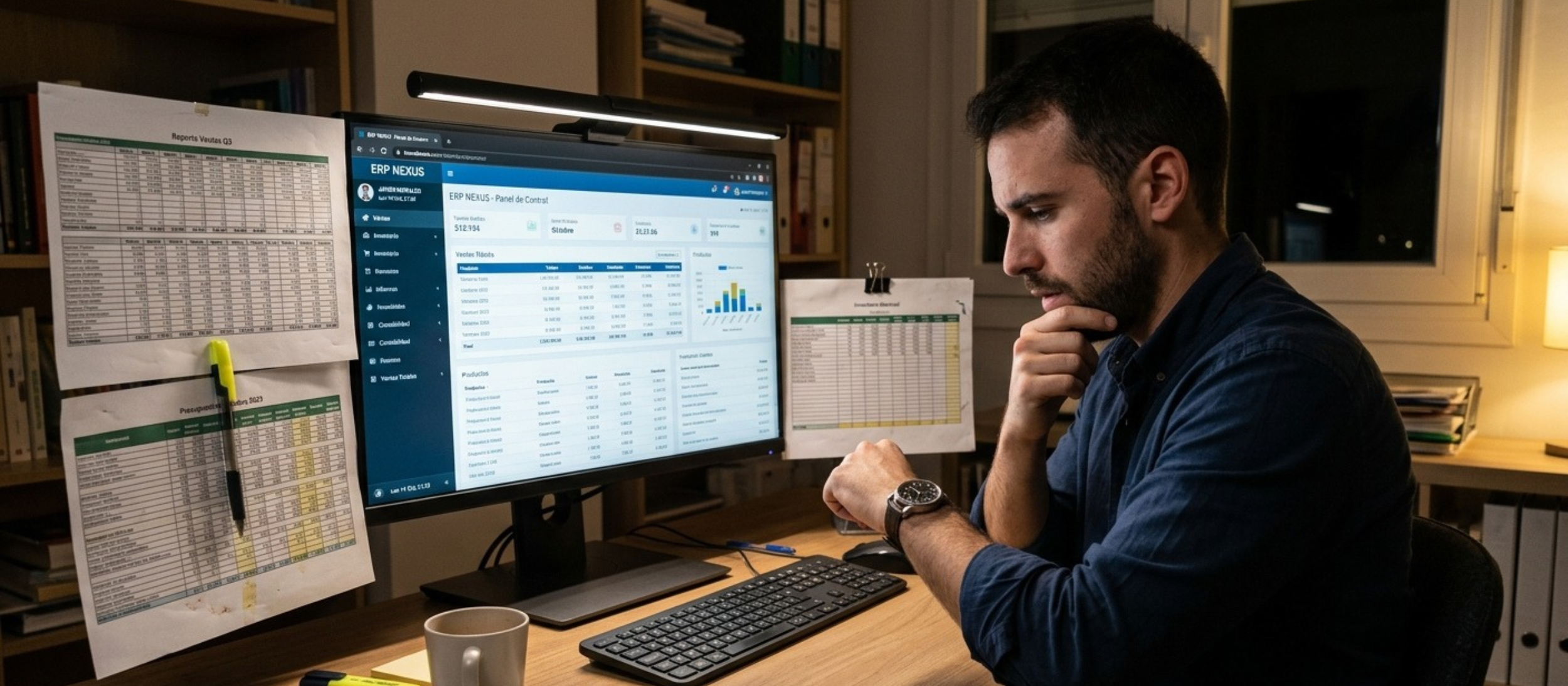 Equipo administrativo evaluando si cambiar su ERP por demoras en los reportes